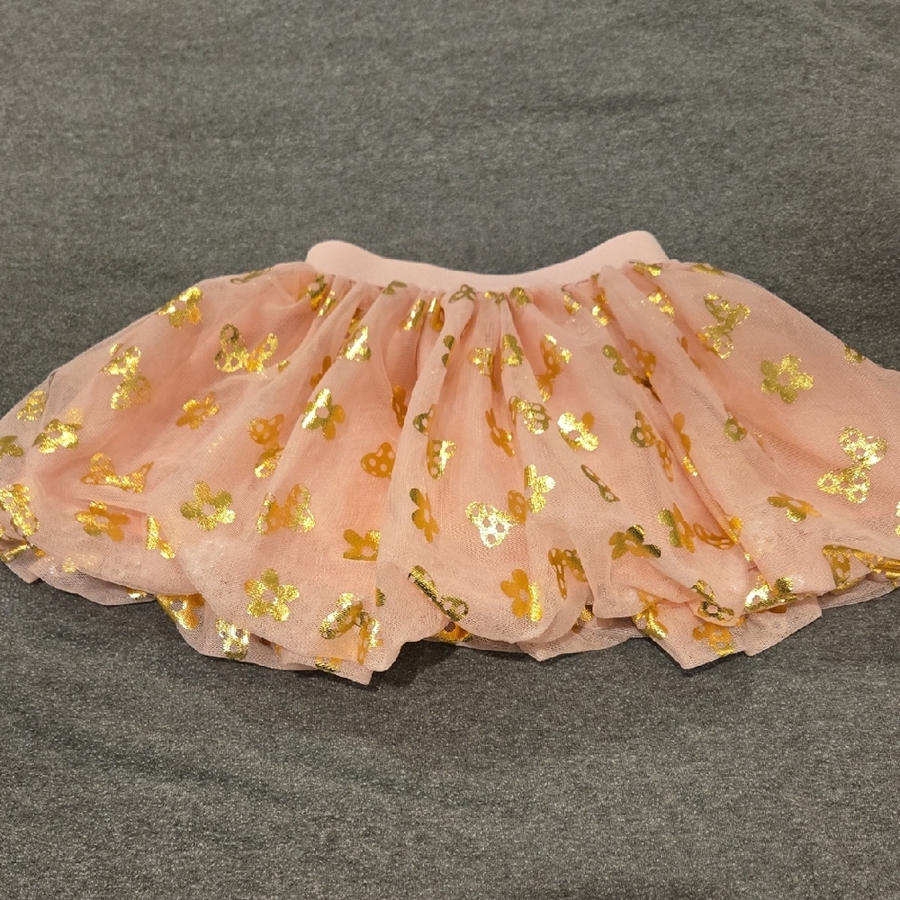 Elegant Pink and Gold Floral Skirt
